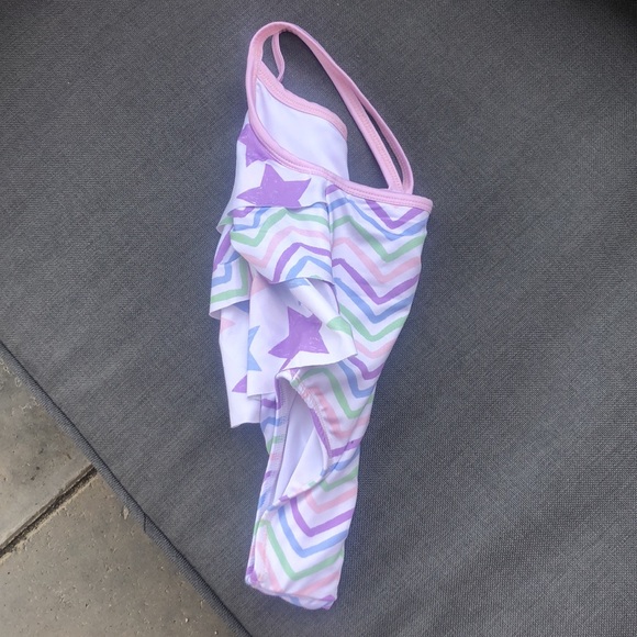 One Piece Baby Star/ Zig Zag Lines Bathing Suit - Picture 2 of 4